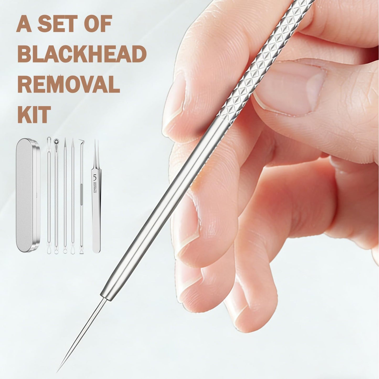 Blackhead Remover Pimple Popper Tool Kit 6 Pcs Blackhead Remover Tools Kit with Storage Case Pimple Popper Tool kit for Face Nose Deep Cleansing Pimple Extractor for Quick and Easy Removal of Pimples