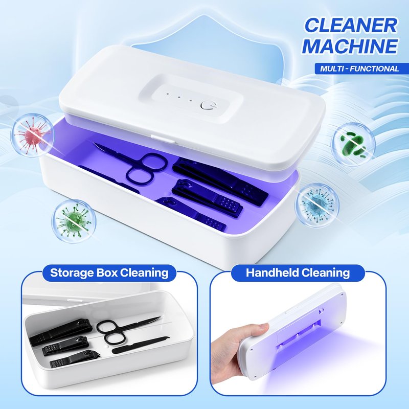 Nail Tool Sterilizer - LXIANGN Portable USB Charge Nail Tool Cleaner Box Machine for Manicure Salon,Jewelry, Phone, Lash Tweezers,Nail Tech Supplies (Pink)