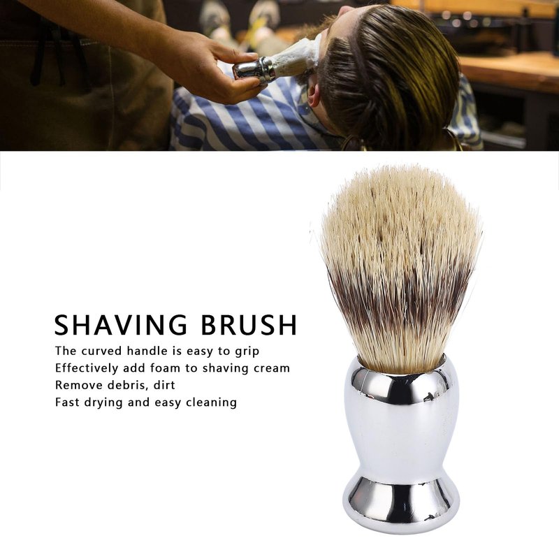 2Pcs Shaving Brush for Men, Long Soft Dense Brush Hair with Handle for Foaming Cream and Beard Shaving