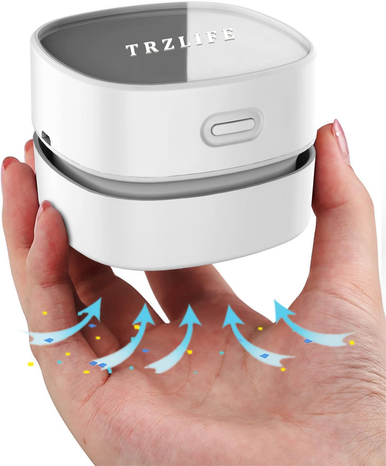 USB Rechargeable Mini Desk Crumb Vacuum - Portable Cordless Cleaner for Keyboard & Countertop | Ideal Office Accessory in White