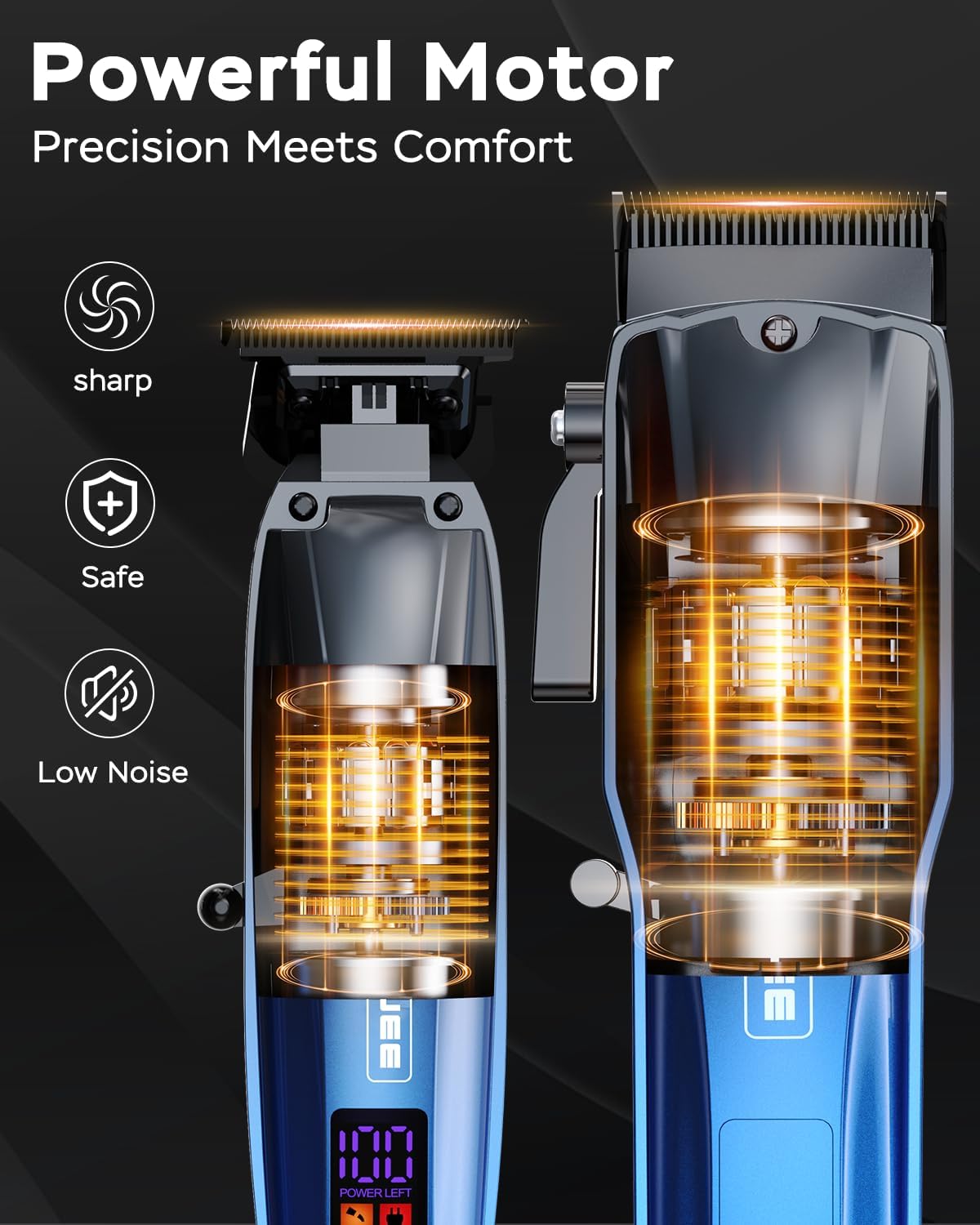 Professional Hair Clippers for Men - Cordless & Corded Rechargeable Barber Clipper Set with Fade Lever | Grooming Kit with Guide Combs & Travel Case