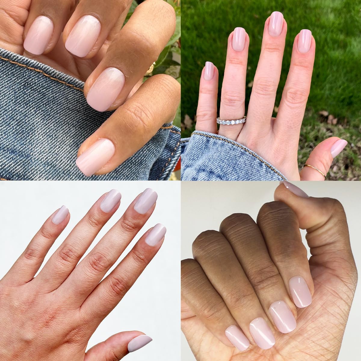 Minimalist Press-On Nails - Non-Toxic, Long-Lasting | 42 Fake Nails in 21 Sizes | Short Squoval CDJ Syrup Gradient
