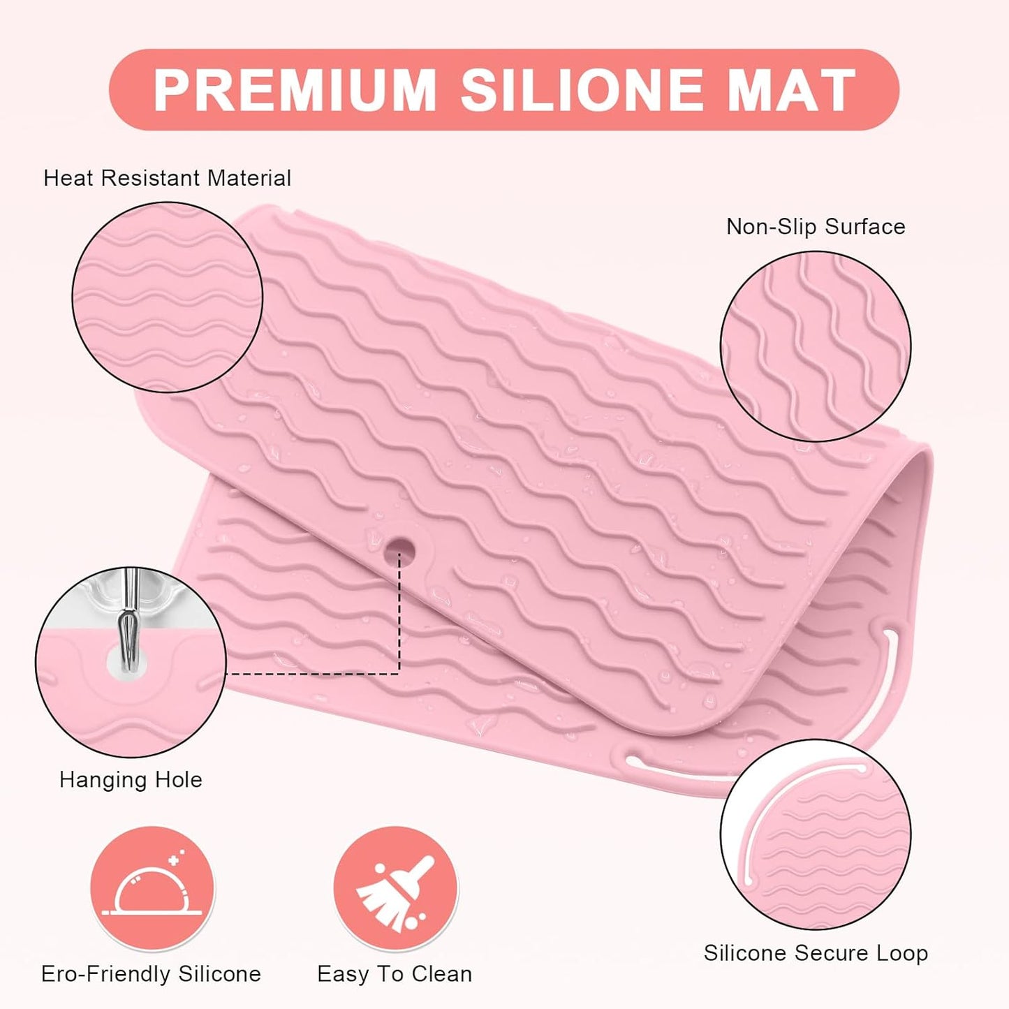 Plus Size Silicone Heat Resistant Mat - Portable Travel Pad for Curling Iron & Flat Iron | 12" x 9" Size