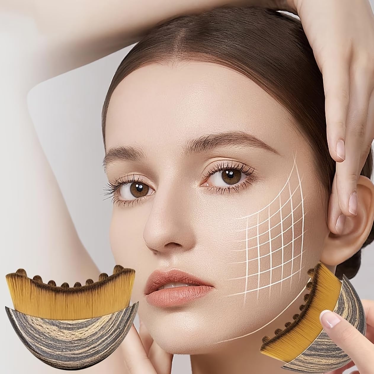 Portable Lymphatic Drainage Face Brush - Ergonomic Facial Sculpting Tool for Jawline Contouring, Multi-Functional Skincare Brush with Soft Nylon Bristles, Suitable for Home & Professional Use