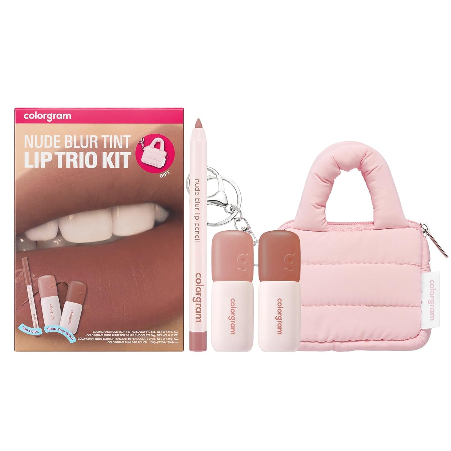COLORGRAM Nude Blur Tint Lip Trio Kit - Soft Matte Lip Stain | 2-in-1 Lip & Cheek Makeup | Lightweight & Buildable