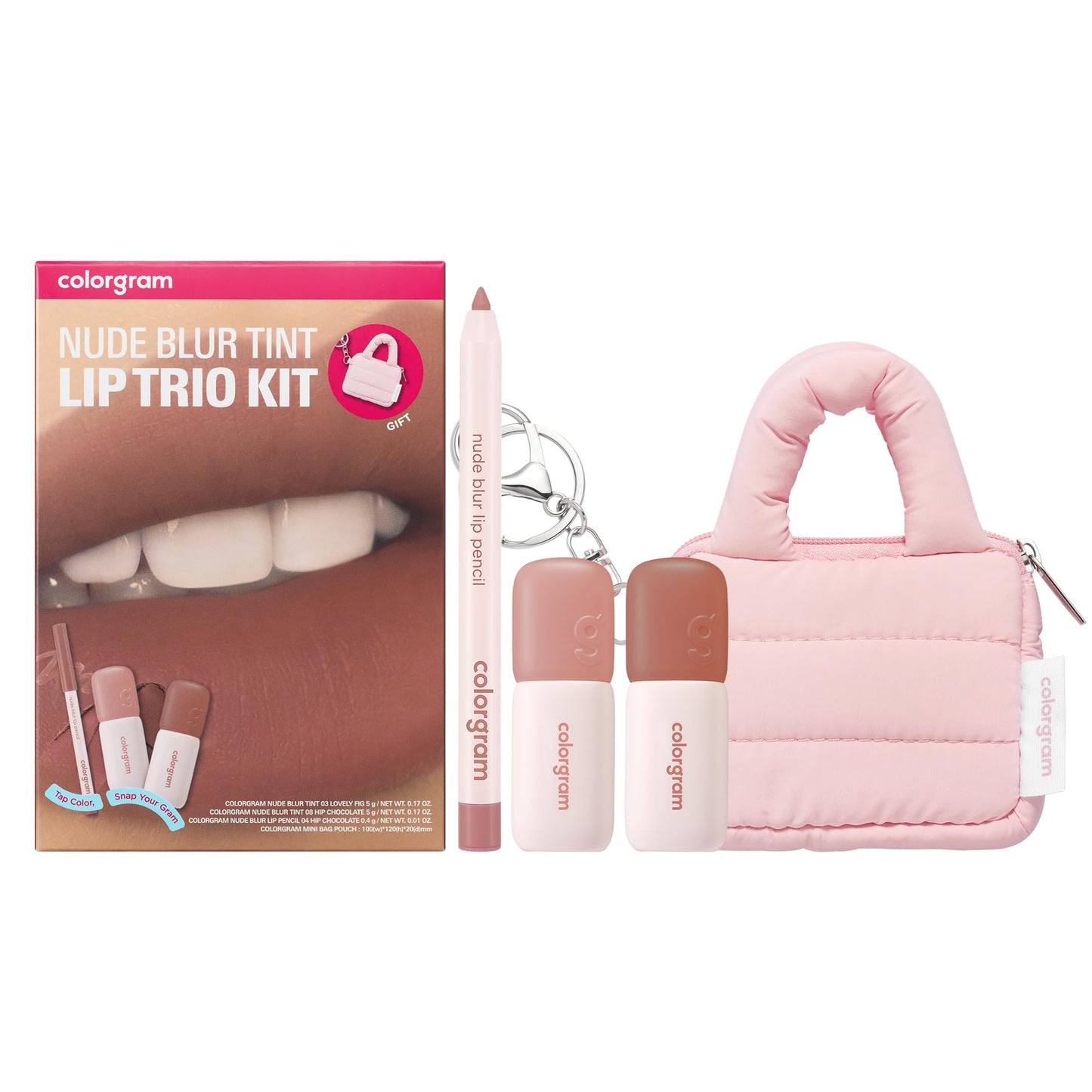 COLORGRAM NUDE BLUR TINT LIP TRIO KIT 02 WARM KIT | K-Beauty Makeup | Soft Matte Lip Stain | Powdery Finish | 2-in-1 Lip & Cheek | Lightweight & Buildable