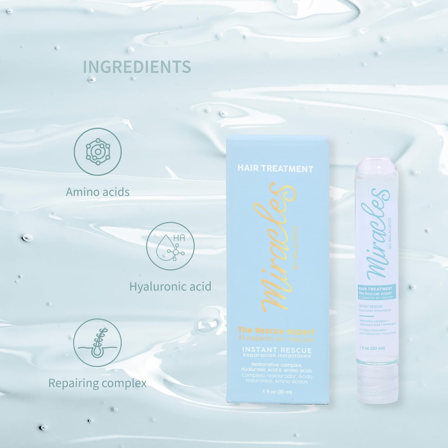 Instant Rescue Hair Treatment with Hyaluronic Acid & Amino Acids – Deep Repair for Damaged, Bleached & Color-Treated Hair – Restores Shine, Softness & Strength – Salt & Paraben Free