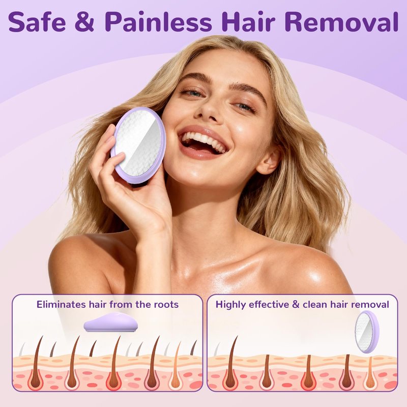 hoyesch Crystal Hair Eraser for Women and Men, Reusable Crystal Hair Remover Painless Exfoliation Epilators Hair Removal for Women, Magic Hair Eraser for Back Arms Legs (Violet)