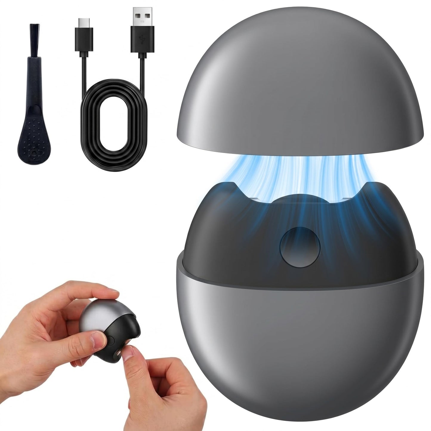 3-in-1 Electric Nail Clipper for Seniors&Adults,Automatic Nail Trimmer with LED Light&Nail Scraps Storage,Electric Toenail Clippers with Polishing,Rechargeable Fingernail Clipper for Thick Nails(Grey)