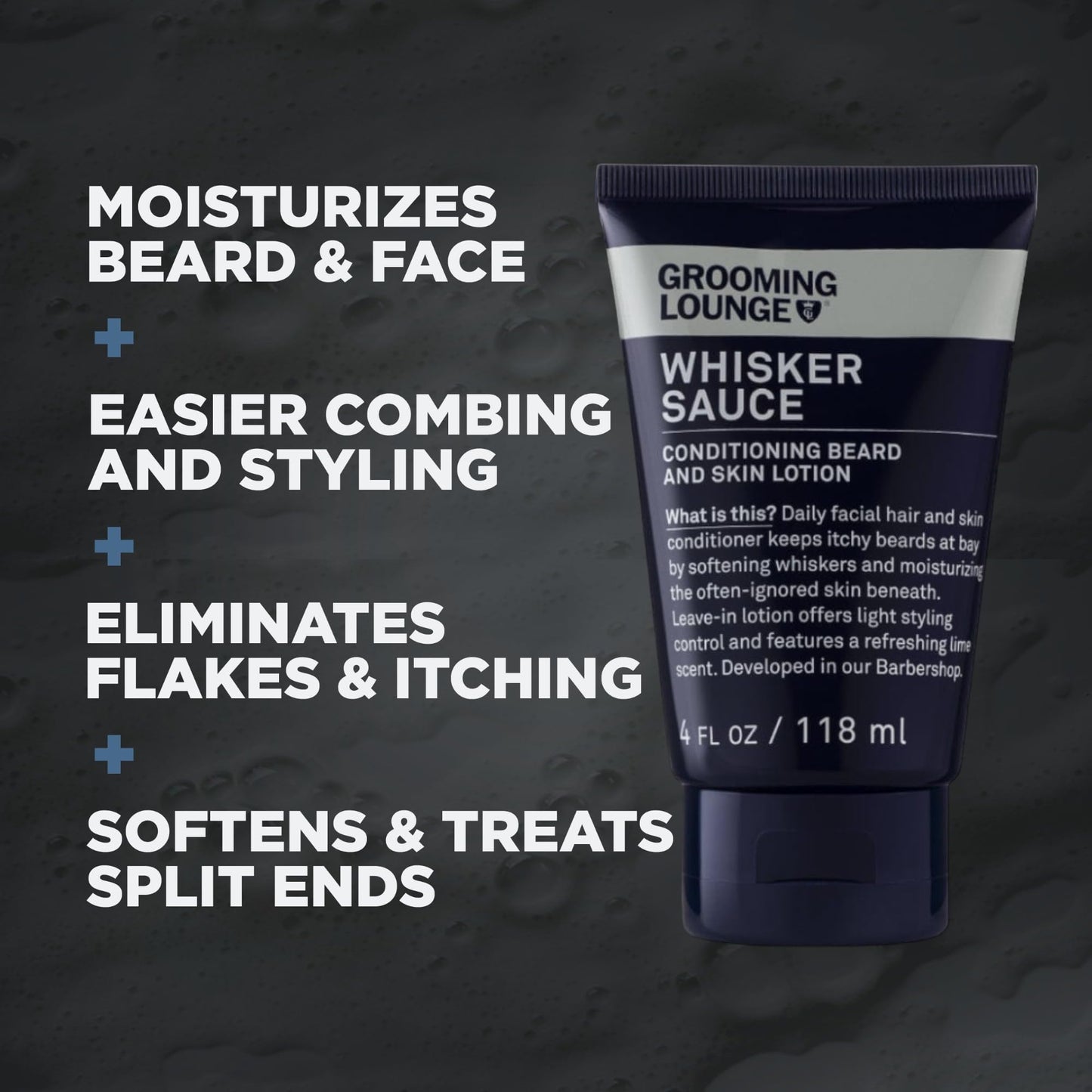 Grooming Lounge Whisker Sauce Beard Conditioner - Conditioning Beard and Skin Lotion - Eliminates Itching and Flaking - Enables Easy Combing and Styling - No Parabens - Cruelty Free - 2 pack
