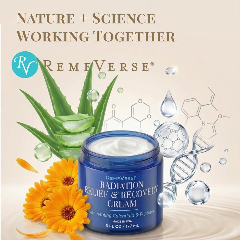 RemeVerse Radiation Cream – Unscented, Gentle, Hyaluronic Acid, Peptides & Calendula Cream for Burns, Soothing Skin and Hydrate Sensitive Skin, Radiation Treatment Skin Care – 6 fl oz