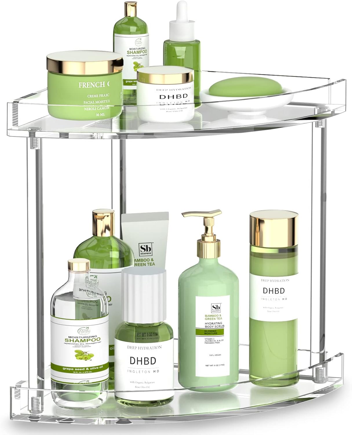 Clear Acrylic Bathroom Countertop Organizer - 2-Tier Storage Shelf for Makeup & Spice | Versatile Vanity Tray