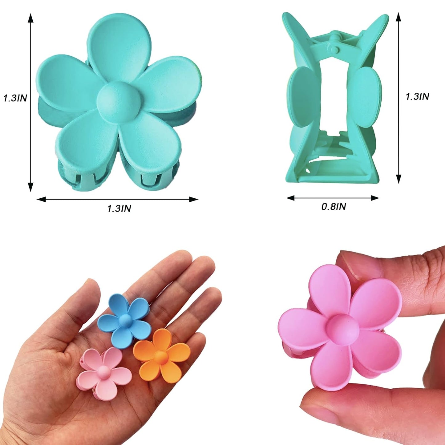 Small Flower Hair Claw Clips - 12 Pack Mini Jaw Clips for Kids & Women | Strong Hold, Non-Slip, 1.37 Inch