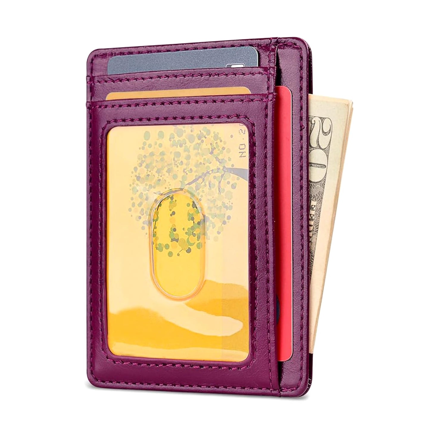 RFID Blocking Slim Leather Wallet - Front Pocket Minimalist Design for Men & Women Alaska Deep purple