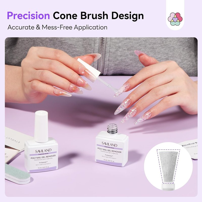 Poly Gel Nail Remover Kit - 2PCS Fast Gel Remover with Cuticle Oil Pen & Scraper | Easy No Soaking Needed