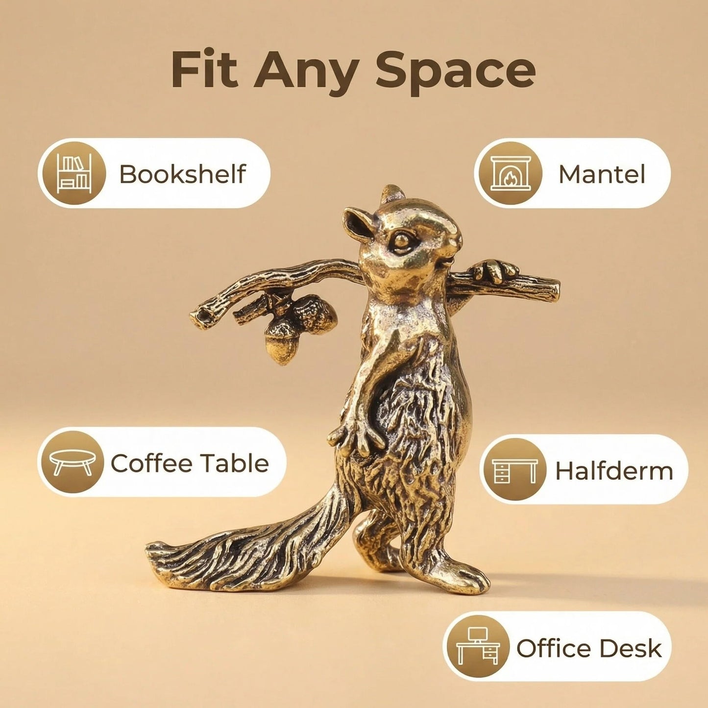 Charming Squirrel on Branch Figurine - Rustic Woodland Animal Statue for Home Decor, Office Desk, Bookshelf, and Nature Lover Gifts