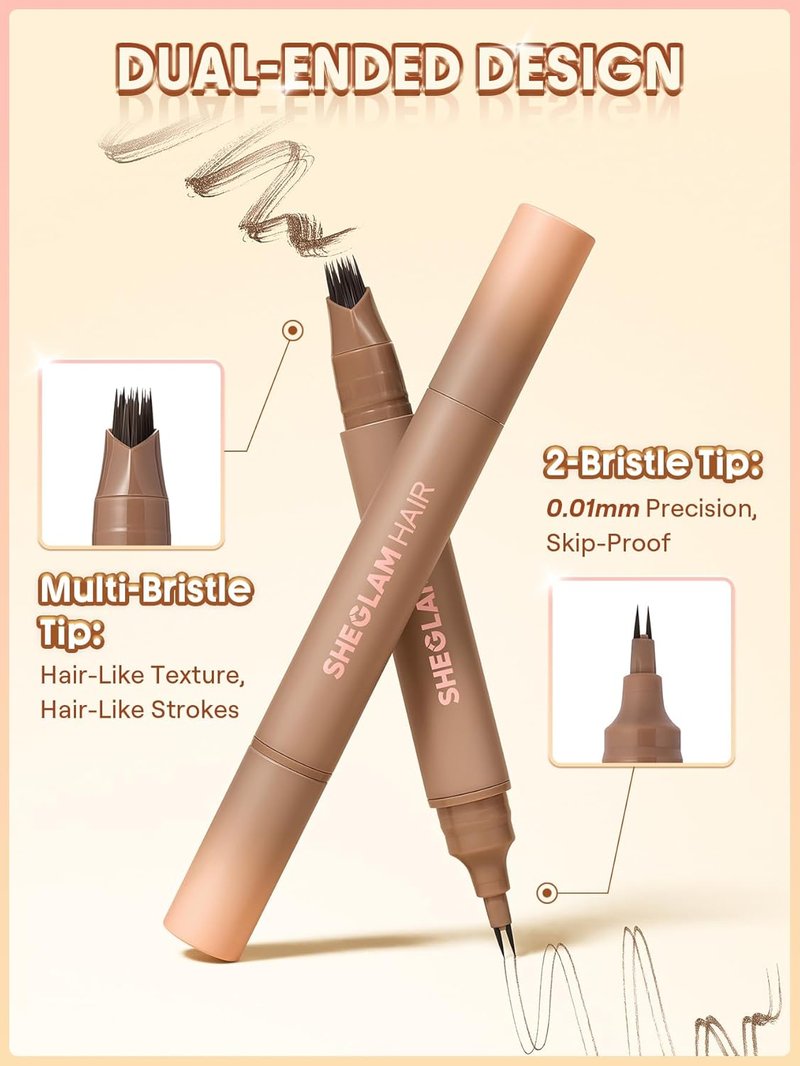 Dark Brown 2-in-1 Volume Boost Hairline Pen | Waterproof & Long-Lasting, 0.1mm Fine Line