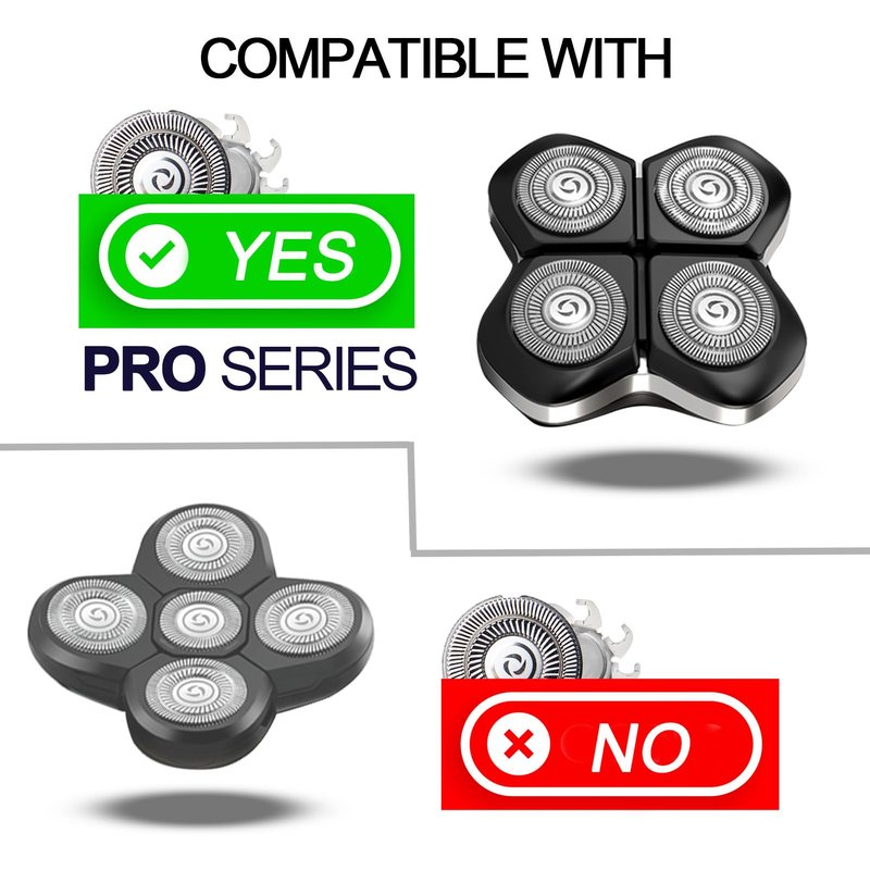 Pro 4 Replacement Blades for Flexs Series Pro Head Shaver, Precision Replacement Blades for Head, Face, and Body Grooming.(4Packs)