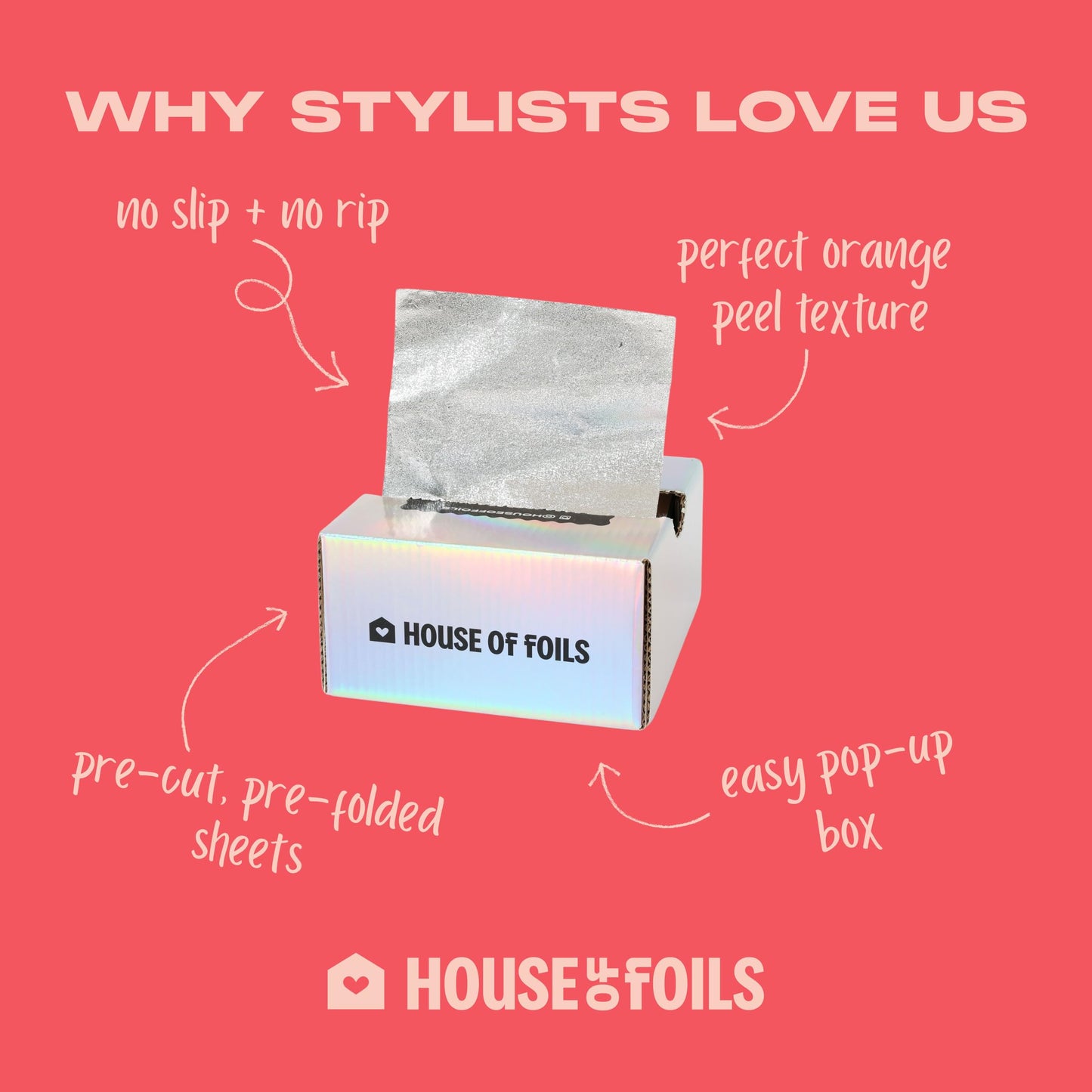 House of Foils Cute Pop Up Hair Foils | No Slip No Rip Pre Cut Foils for Highlighting, Balayage, Bleach & Hair Coloring