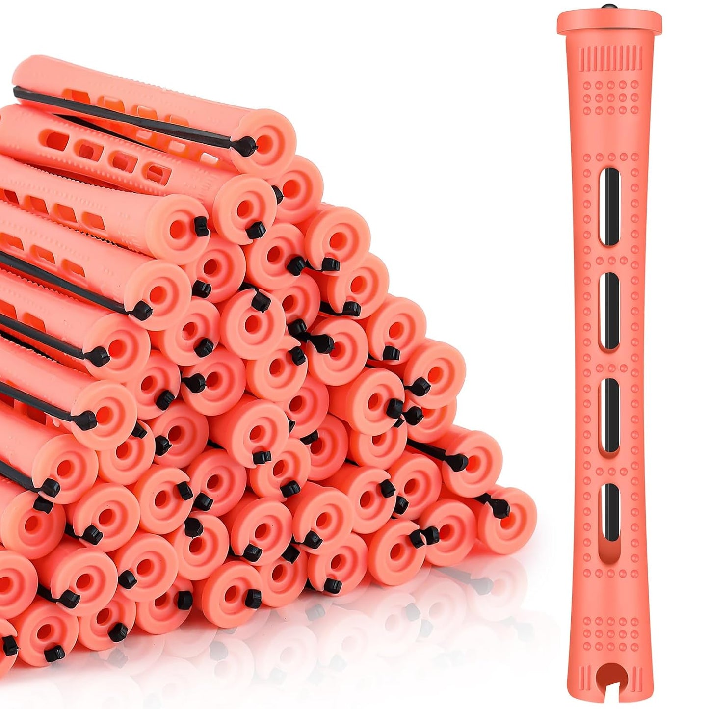 160 Pcs Perm Rods for Natural Hair - No-Heat Plastic Curling Rollers | 0.59 Inch, Grey