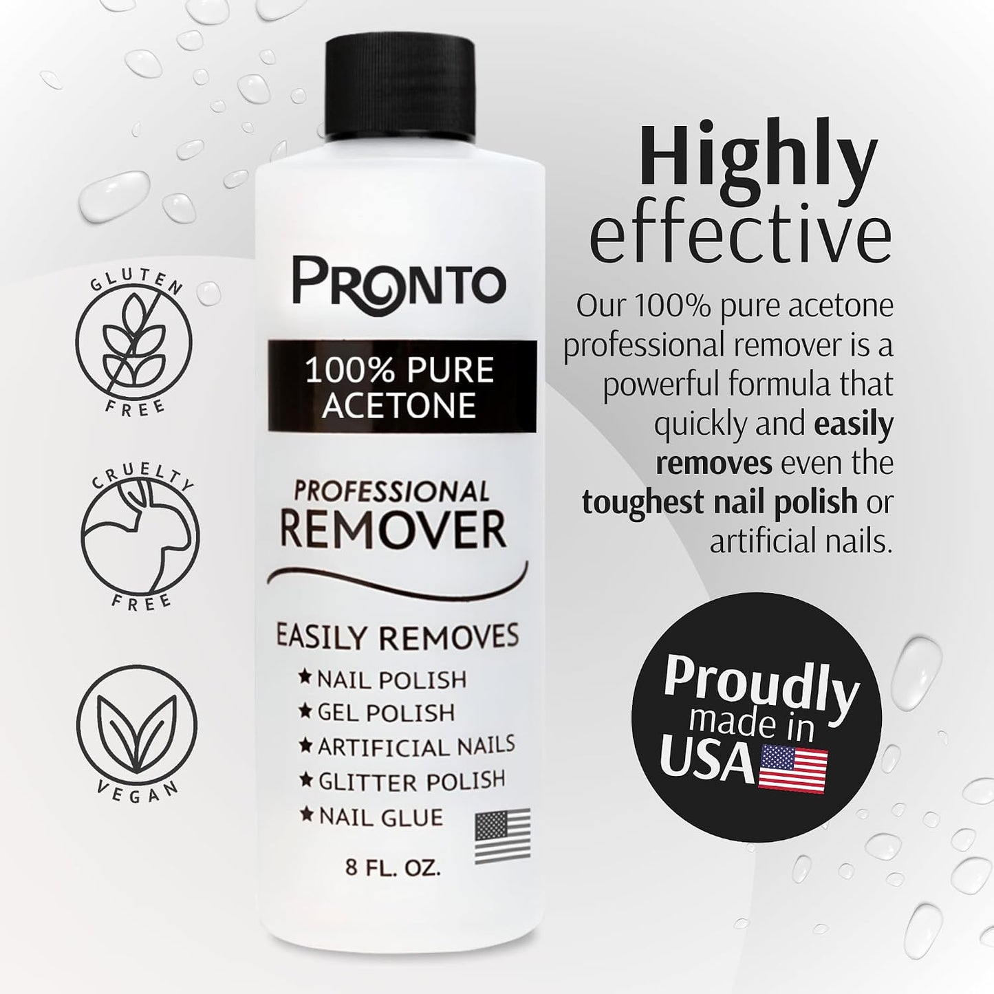 Acetone Gel Nail Polish Remover - Effective Gel & Acrylic Removal | 8 Fl Oz