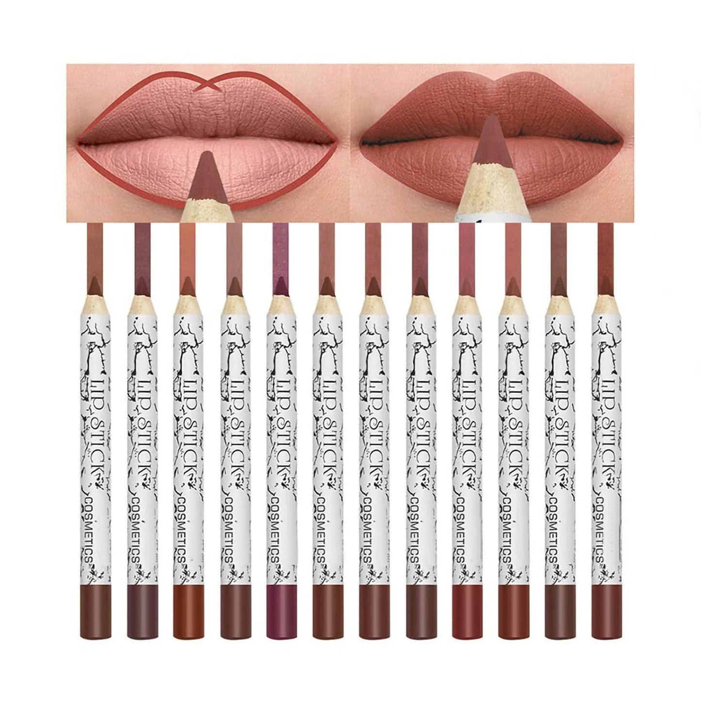12 Colors Lip Liner Set - Matte Finish, Long-Lasting High Pigment Lip Pencils for Daily Makeup