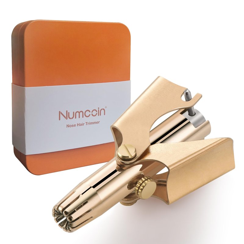 Numcoin Gold Nose Hair Trimmer for Men, Nose Trimmer for Men, Nose Trimmer, Manual, Waterproof, Hypoallergenic, Smooth Trimming, with Twelve Double-Edged Blades