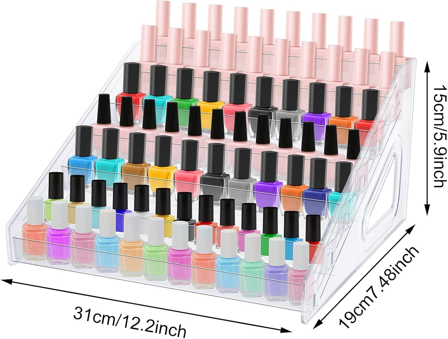 Acrylic Nail Polish Organizer - 84 Bottles, 7 Layers | Sunglass & Eyeglass Display Rack, Clear (2 Pack)