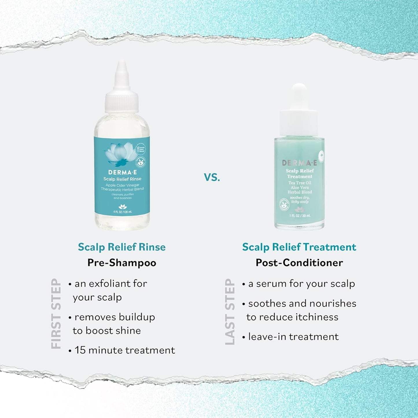 Derma E Scalp Relief Rinse - Salicylic & Lactic Acids Exfoliate Build-Up | 4 Fl Oz, Herbal Blend for Shine & Soothing