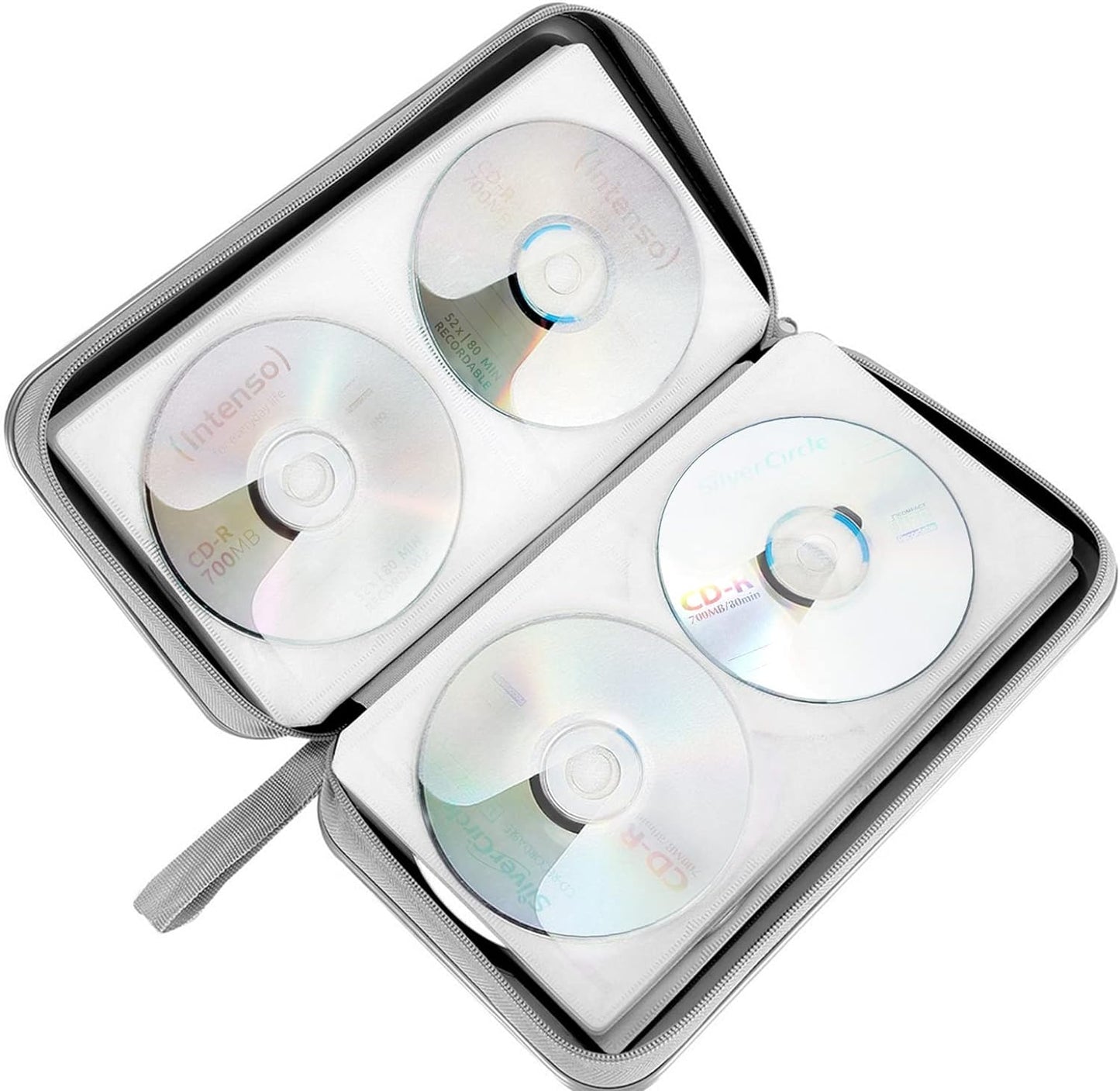 CD/DVD Wallet Holder - 80 Capacity Hard Plastic Case for Travel | Portable Zipper Storage Bag (Black)