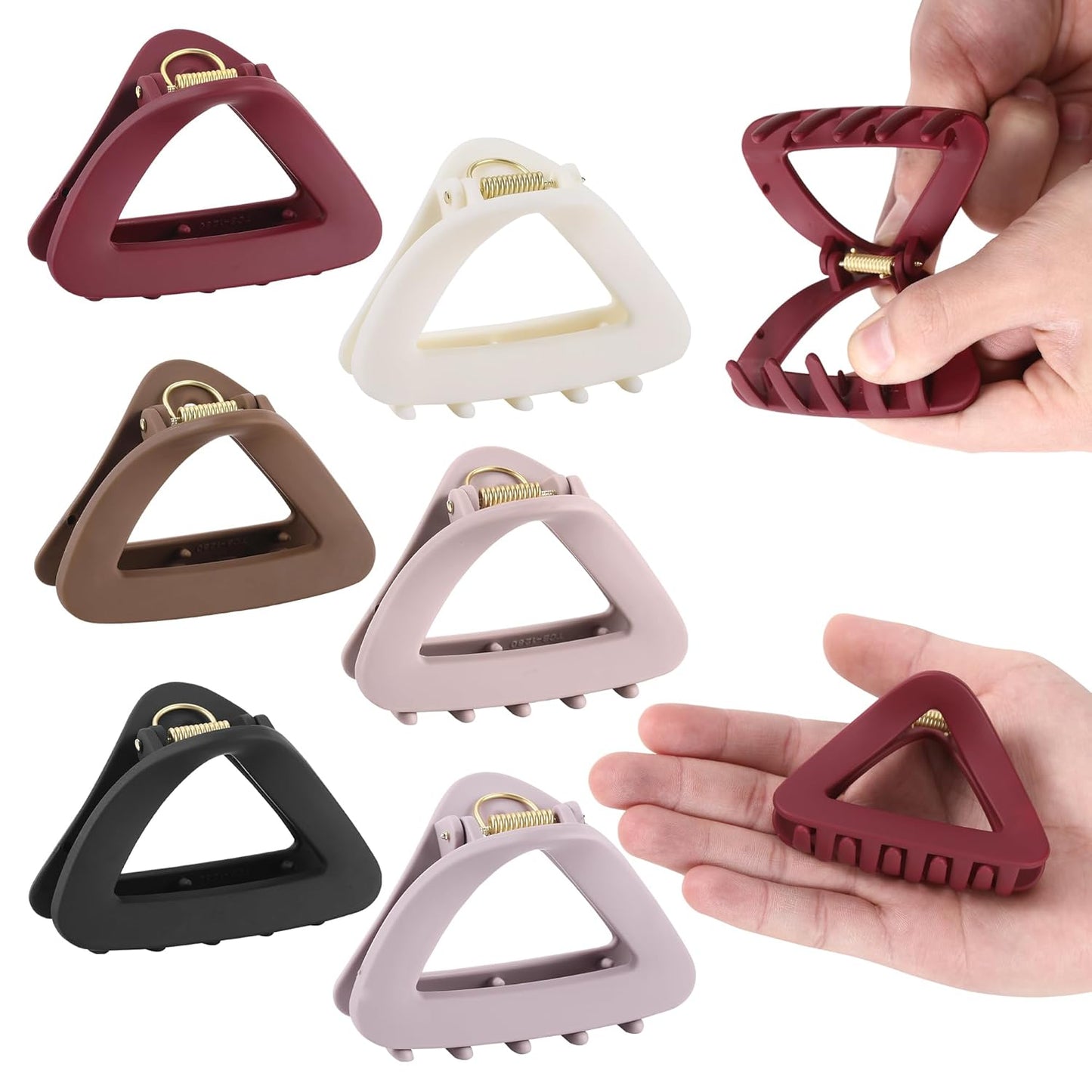 Triangle Hair Claws for Women - 6Pcs Flexible Unbreakable TPEE-Silicone Clips | Durable Non-Slip Medium Claw Set for All Hair Types