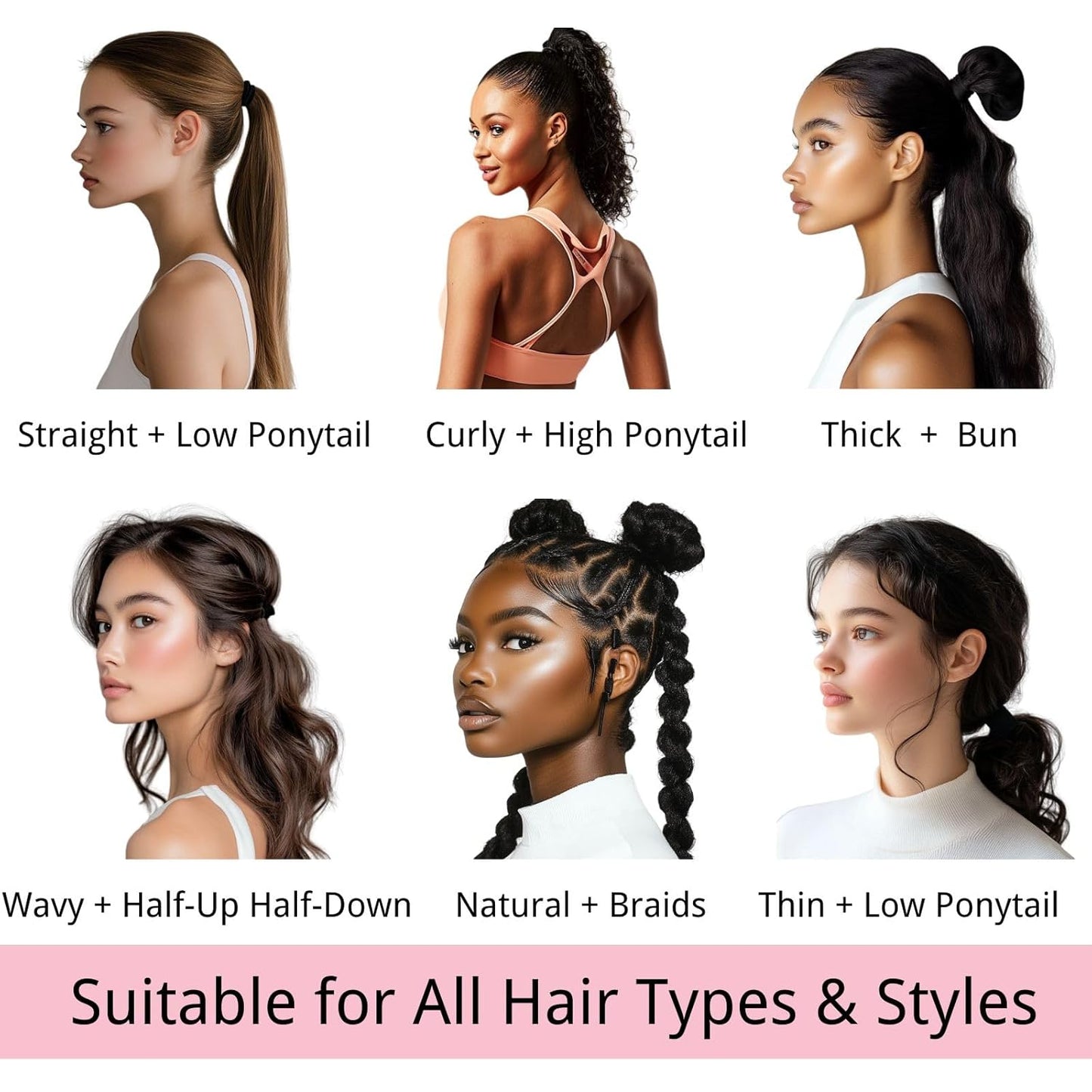LuSeren 120PCS Soft Hair Ties - Ouchless Nylon Ponytail Holders | Seamless Fabric, Natural Colors