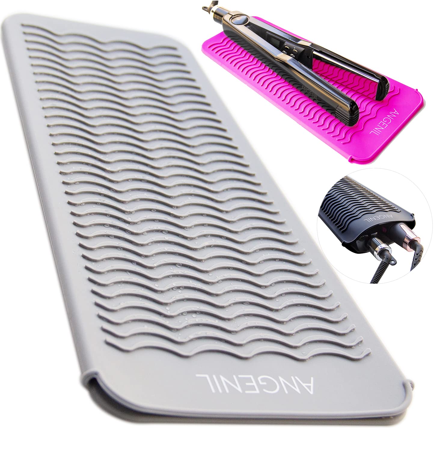 Silicone Heat Resistant Travel Mat Pouch for Hair Tools - Black | Fits Flat Iron, Curling Wand, Crimper