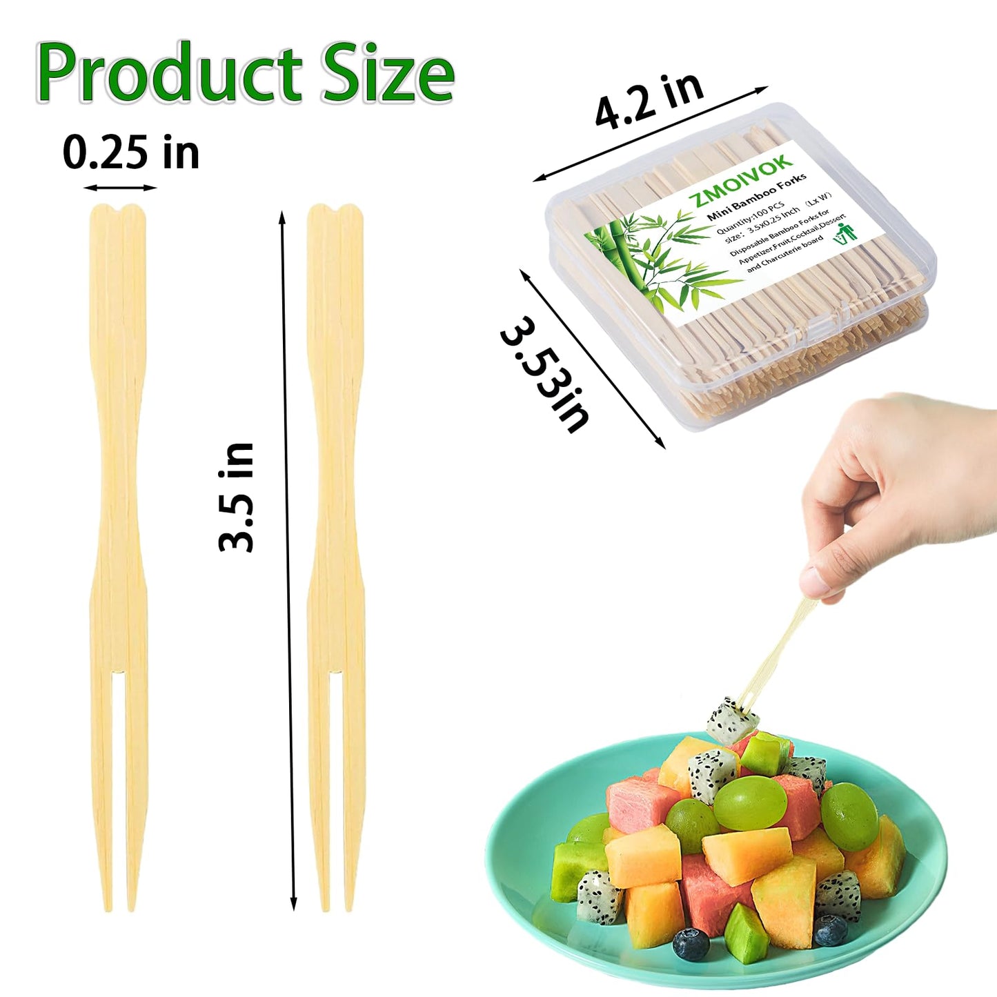 200pcs Bamboo Forks Appetizer Forks,3.5 Inch Charcuterie Food Mini Forks, Disposable Small Wooden Forks for Fruit Dessert Parties Cocktail Fork (200)