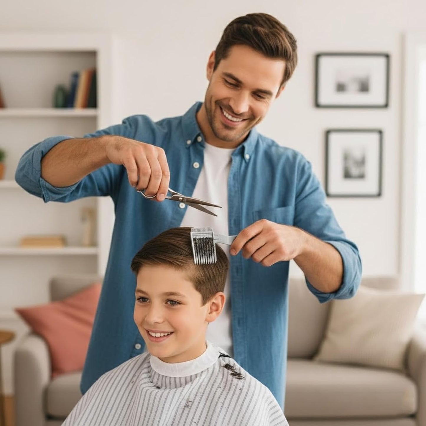 Professional Barber Fade Comb Set - Ergonomic Hair Cutting Tool with 4 Interchangeable Heads | Smooth Blending & Long Handle