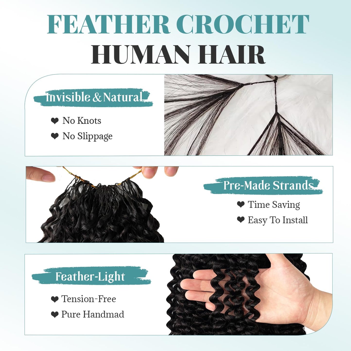 Curly Wave Human Crochet Hair - 14 Inch Pre-Looped Extensions for Black Women | Wet & Wavy 60g