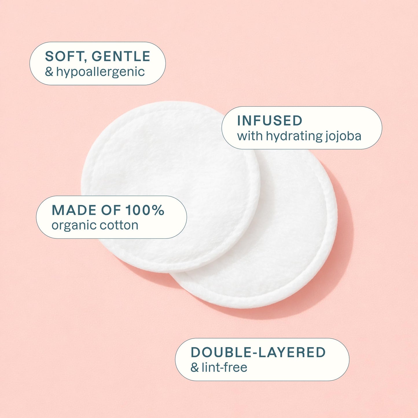 Cliganic Organic Cotton Rounds - Jojoba Oil Infused (300 Count) - Makeup Remover Pads, Hypoallergenic, Lint-Free | 100% Pure Cotton