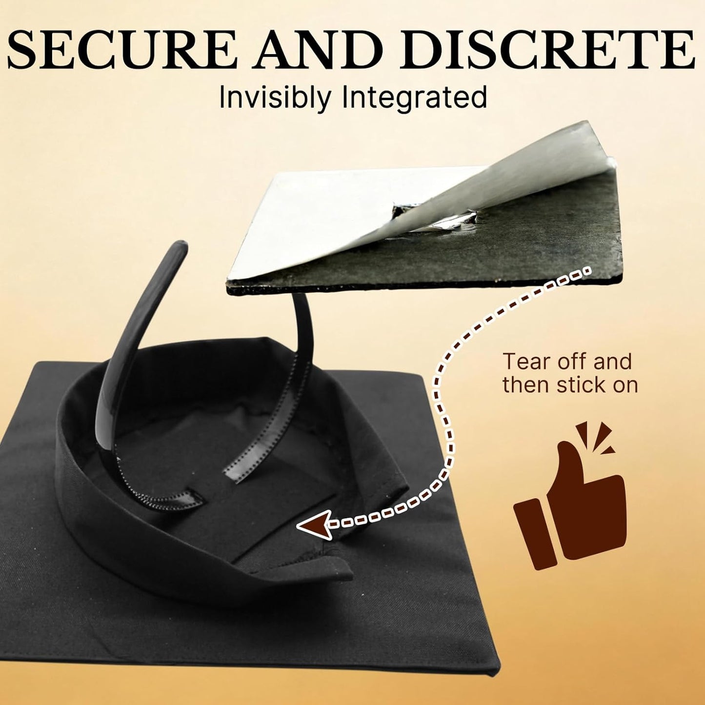 Graduation Cap Headband - Black Anti-Fall Hairband with Adhesive Insert | Essential Accessory for Students & Graduates