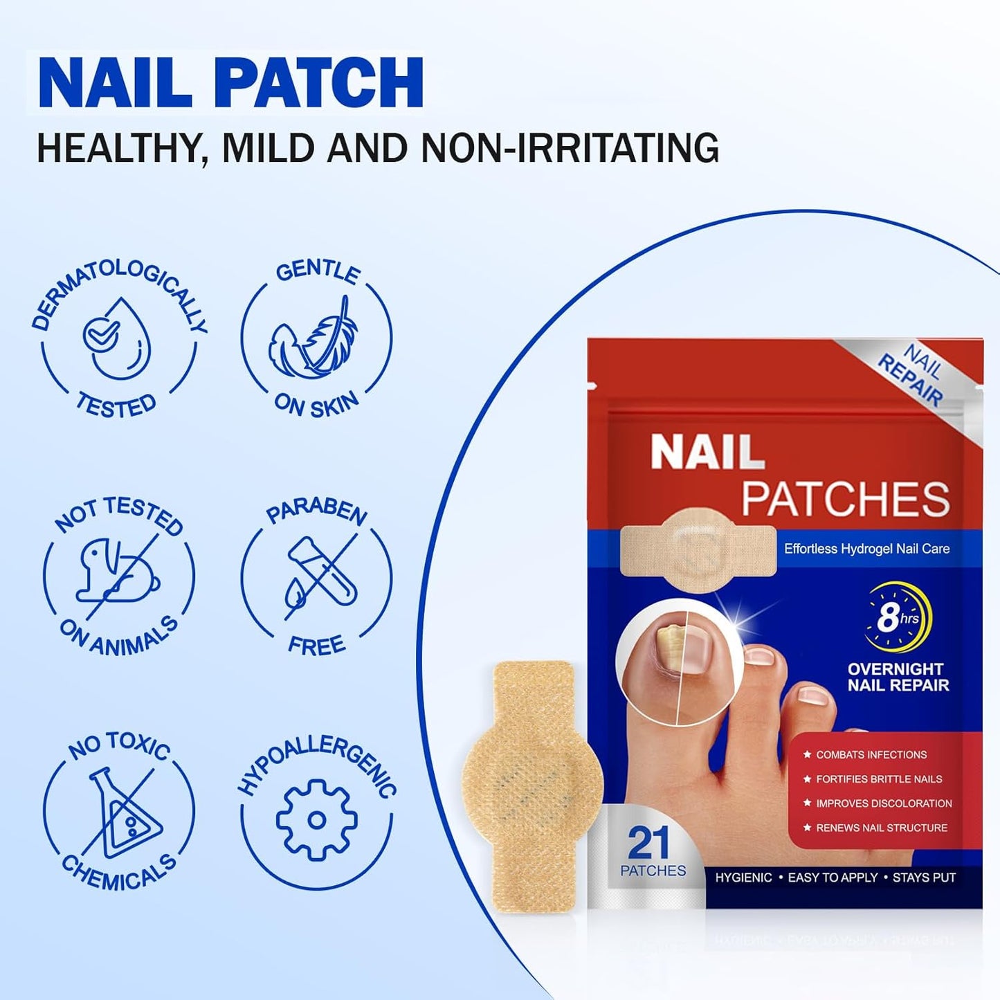 Fungal Nail Patches - Extra Strength Hydrogel Treatment for Fast Acting Repair | 42 PCS, Overnight Renewal for Men & Women
