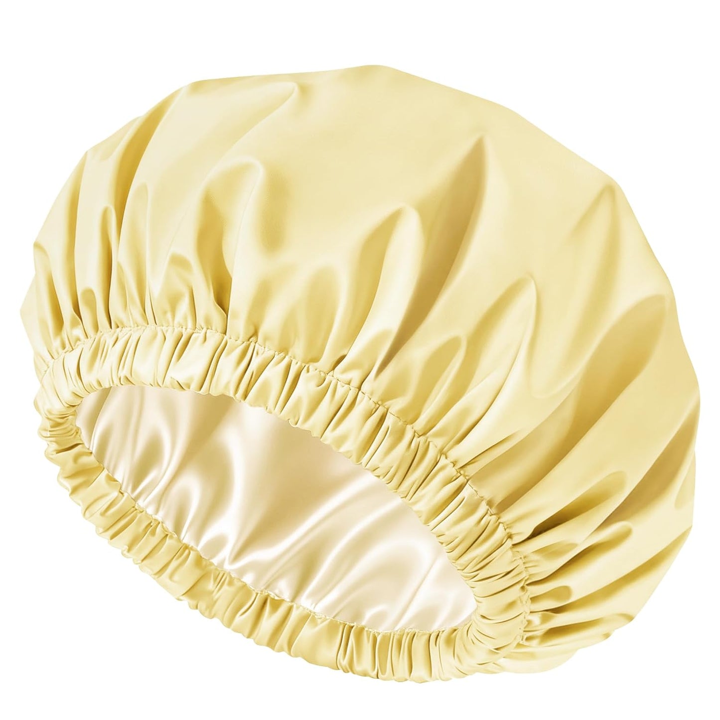Satin Lined Shower Cap for Women - Reusable Waterproof Hair Protection | Large Washable Pink Cap