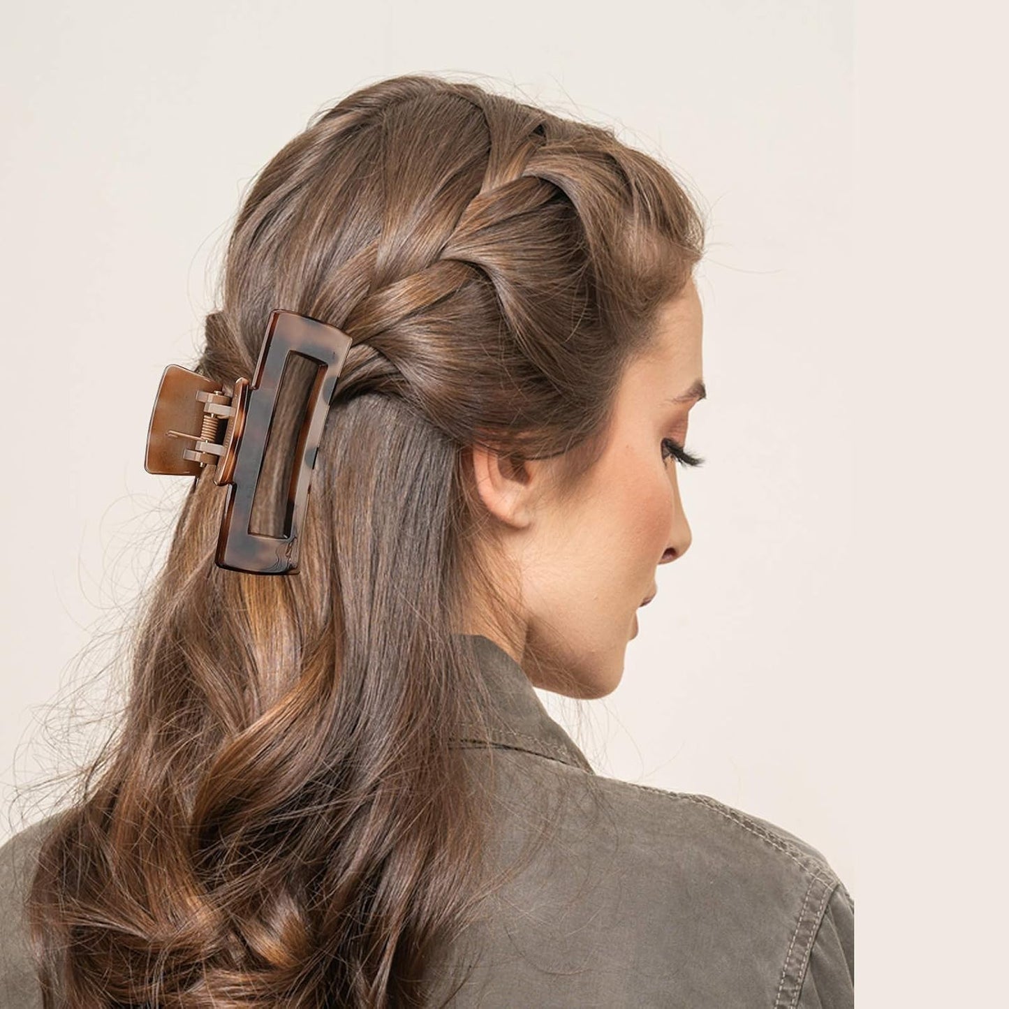Leopard Print Hair Claw Clips - 3 Strong Hold Jaw Clips for Thick Hair | Coffee Color