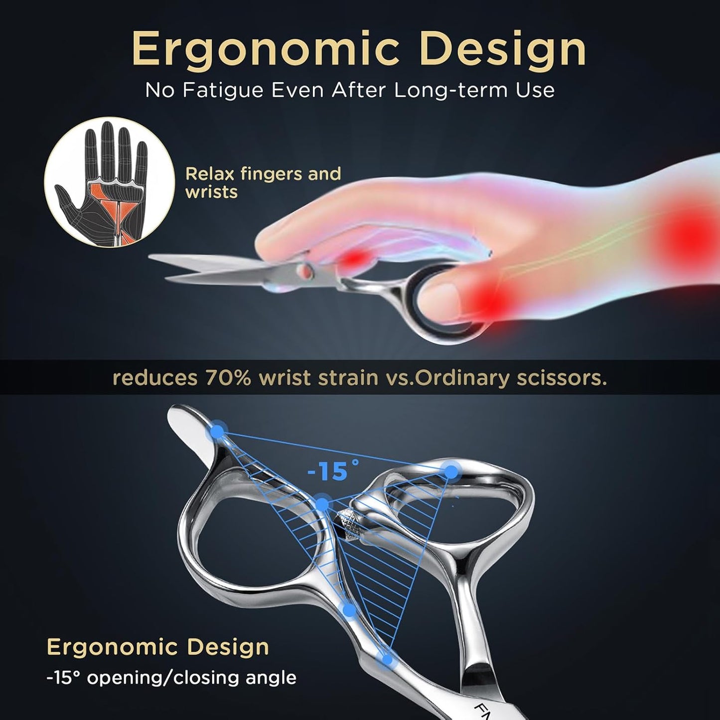 Professional Hair Cutting Scissors - 440C Steel Barber Shears | Ergonomic Design for Salon & Home Use (6 Inch)