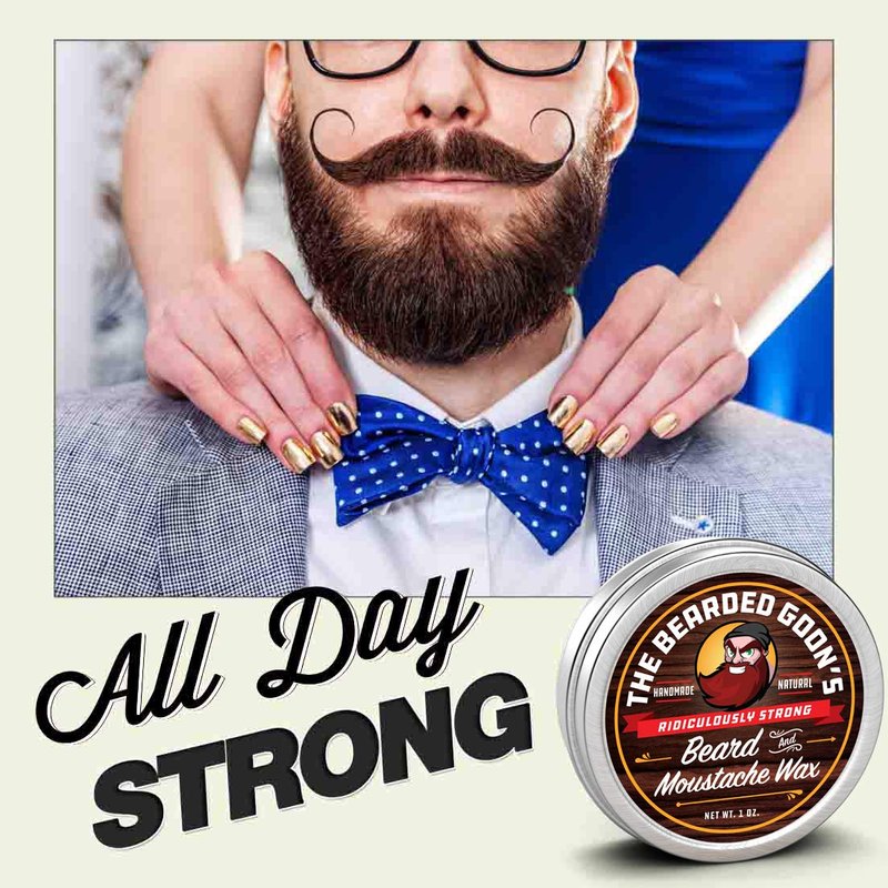 Ridiculously Strong Mustache and Beard Wax for Men | All Day Style Control to Tame Facial Hair | All Natural Handlebar Moustache Wax - 1oz (30ml)