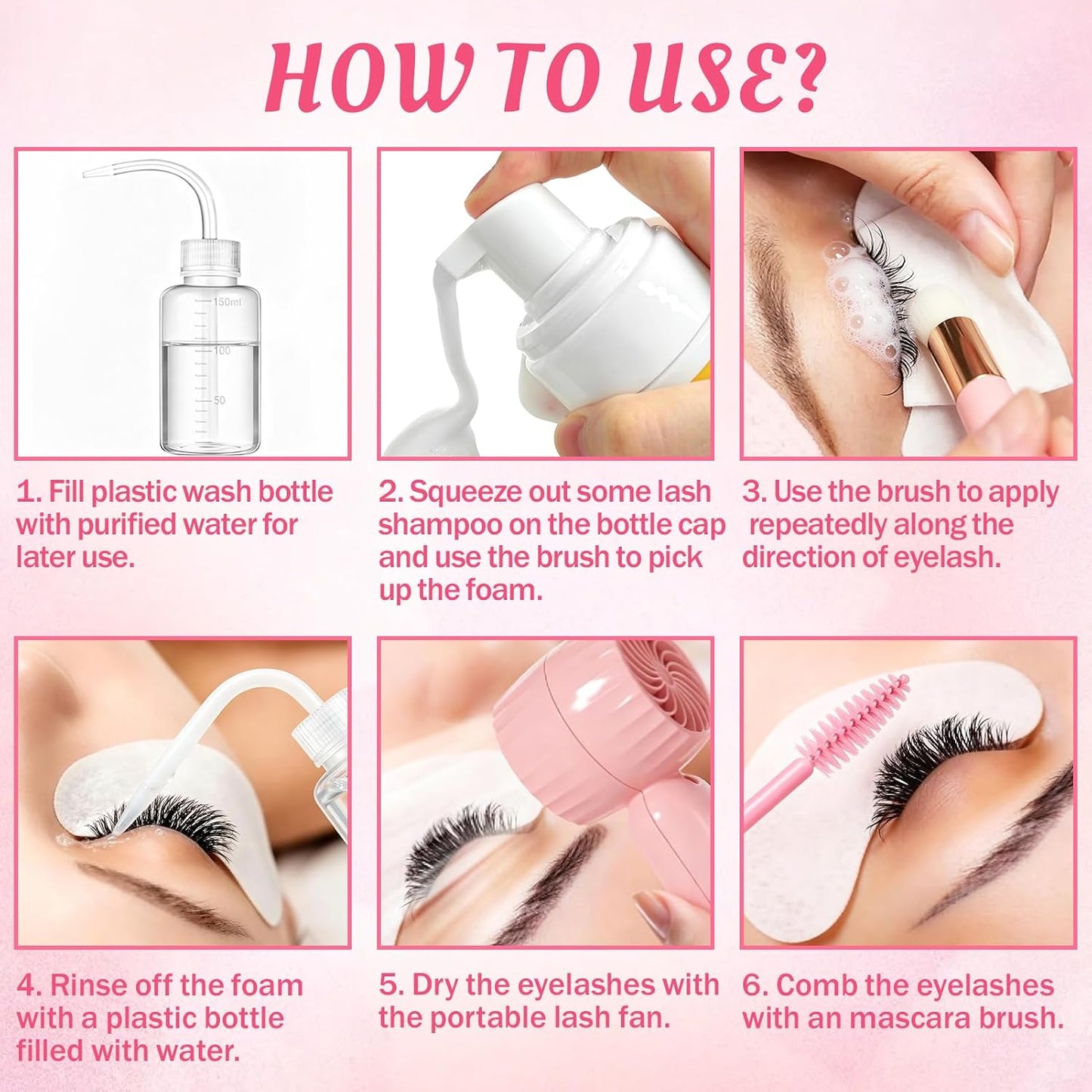Eyelash Extension Cleanser Mousse - Portable USB Rechargeable Fan for Lash Care | Mini Handheld Design