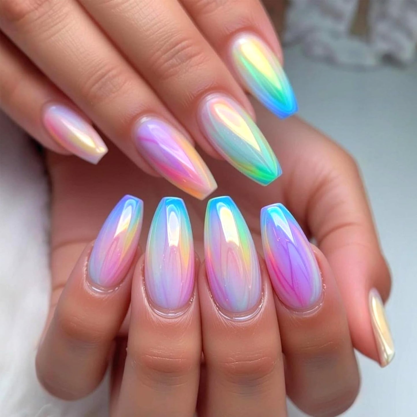 Colorful Polka Dot Press-On Nails - Short Square Acrylic Fake Nails | Glossy Full Cover, 24 Pcs