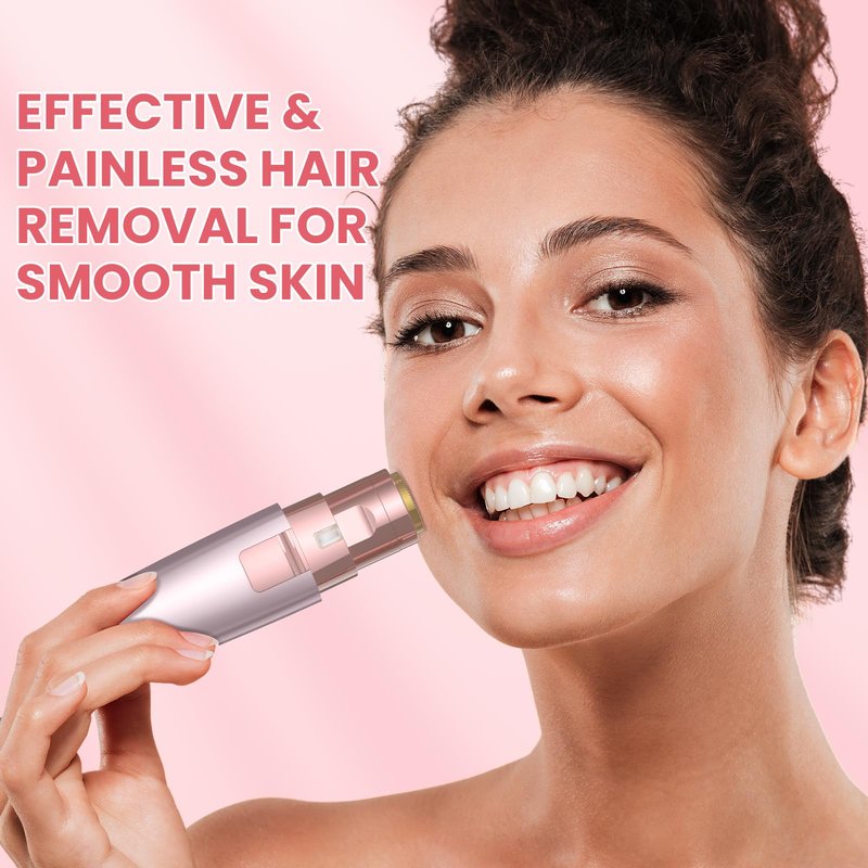 JNATER Eyebrow Facial Hair Remover - 2 in 1 Rechargeable Eyebrow Trimmer and Facial Hair Removal for Women, Painless Electric Hair Removal Device with LED Light for Face Eyebrows Peach Fuzz Lip Body