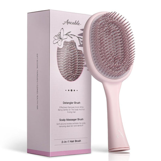 Detangler Brush, 2-in-1 Detangling Hair Brush for Women Men - Scalp Scrubber Massager for Hair Growth, Curly Hair Brush for All Hair Types, Wet & Dry Use, Soft Silicone Styling Brush, 2-Pack