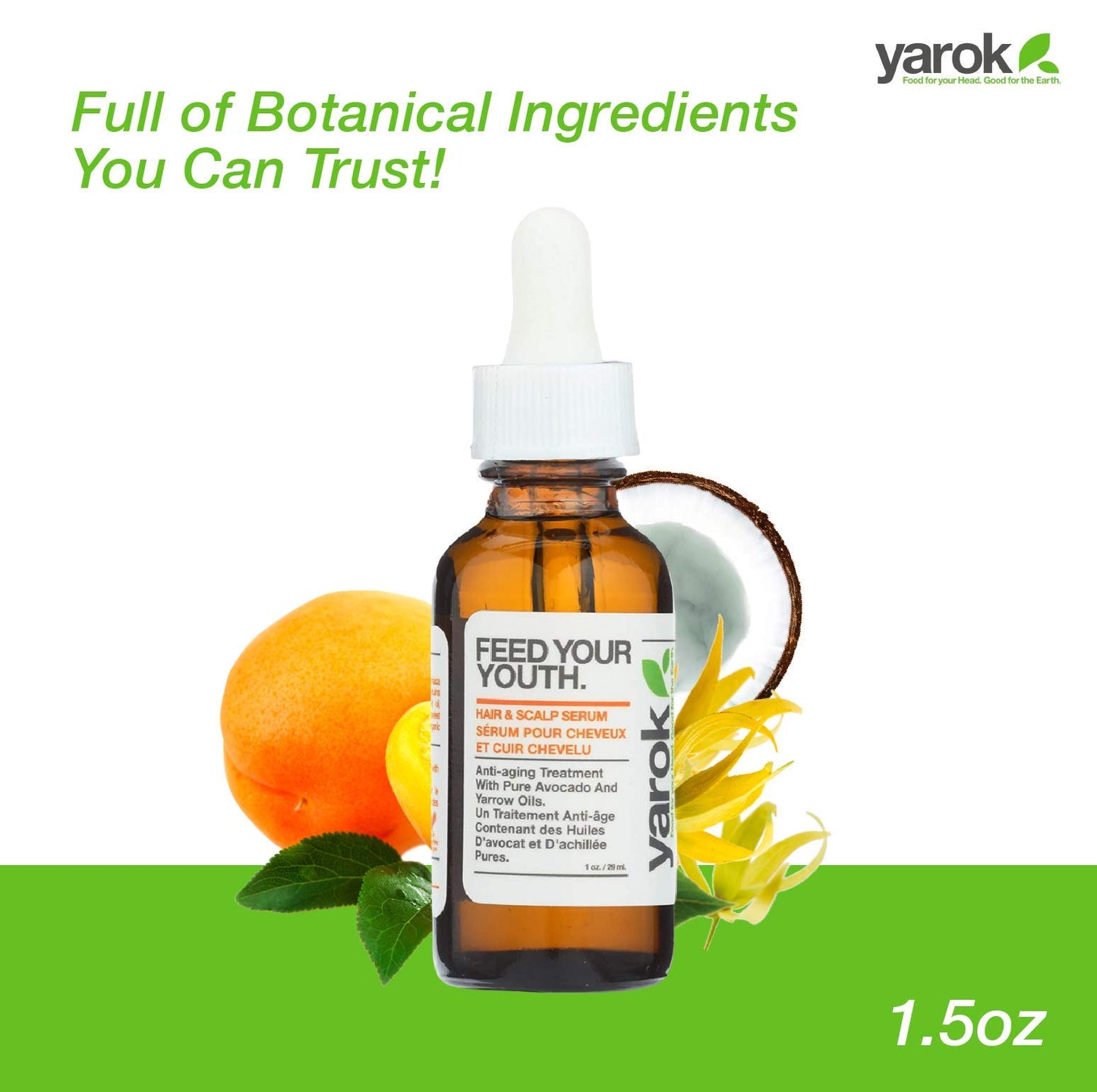 Yarok - Feed Your Youth Organic Hair & Scalp Serum - Transform, Repair & Strengthen - Promotes Hair Growth - With Vitamins & Minerals - 100% Vegan - Gluten, Sulfate, Paraben & Cruelty Free - 1oz