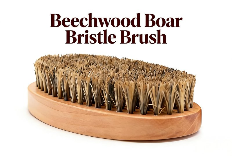 Men's Beard Brush Kit with Wooden Comb and Boar Bristle Brush - Natural Pear Wood Comb and Beechwood Brush Set for Beard Grooming, Styling, and Daily Care at Home or Barbershop