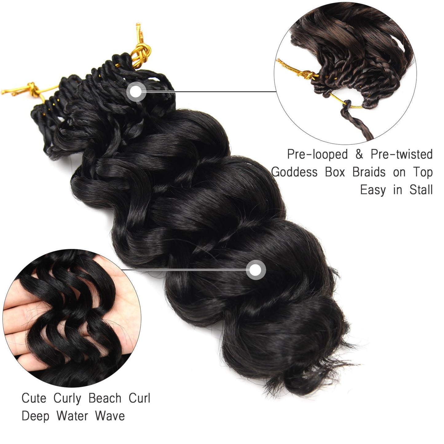 GoGo Curl Crochet Hair for Black Women Soft Prelooped Ocean Deep Water Wave Curly Crochet Tangle Free Crochet Braids Easy Install 7 Packs